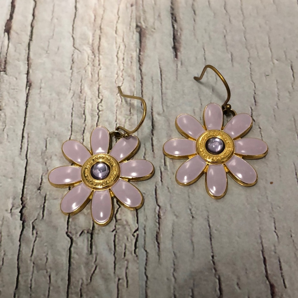 Coach Gold Purple Flower Earrings